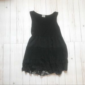 Daytrip Black Babydoll Layered Lace Panel Tank